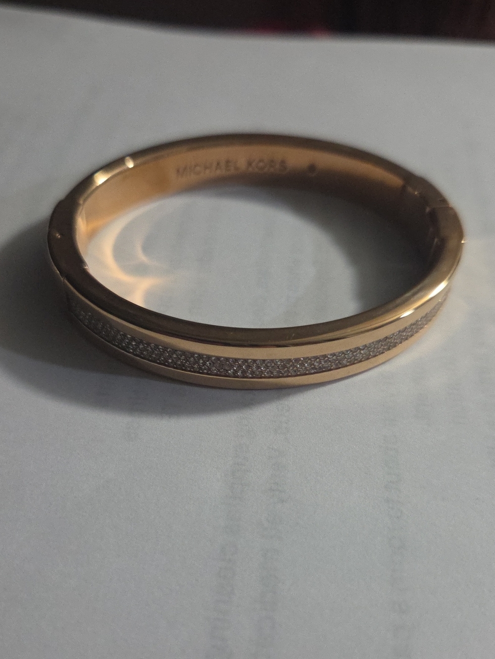 Michael Kors Rose Gold Pavé Hinged Bangle Bracelet